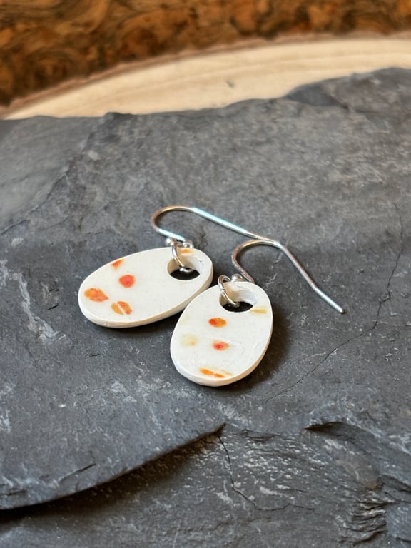 Handmade Earrings, Ceramic, Unique, Sterling Silver, Eco Friendly Gifts.