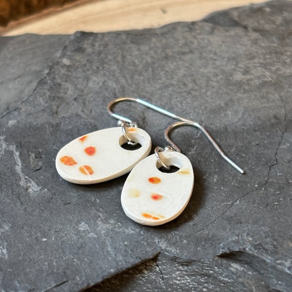 Handmade Earrings, Ceramic, Unique, Sterling Silver, Eco Friendly Gifts.