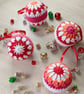 Crochet Christmas Baubles Set of 4 - Bright Colours - Tree Decorations - Image 6