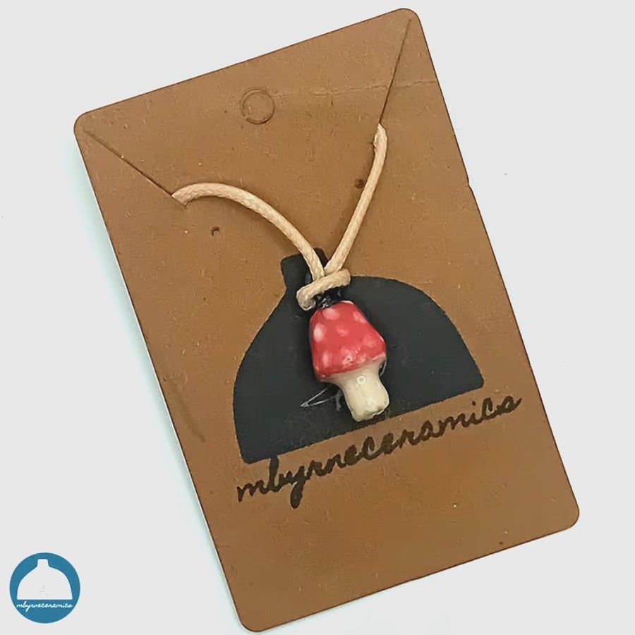 Domed top Toadstool Ceramic Necklace