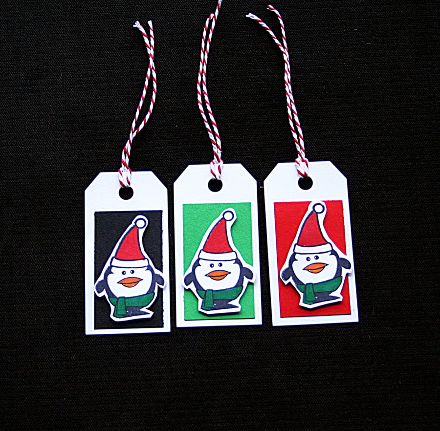 Trio Of Penguins - set of 3 - Handcrafted Christmas Gift Tags - dr170054