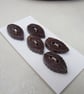 5 Small Leaf Shaped Dark Copper Ceramic Buttons - Image 2