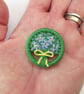 Forget-me-Not Dorset Button Brooch, Blue,Yellow, Green, 3.3cm, Handmade  - Image 3