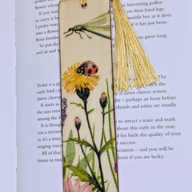 Wildlife meadow design wooden bookmark, gift for a nature lover
