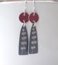 Red and grey seedhead earrings 