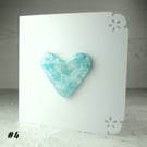 Blue speckled heart handcrafted fused glass blank card (4)