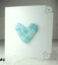 Blue speckled heart handcrafted fused glass blank card (4)