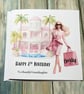 Personalised Birthday card For Girl Pink Happy Birthday Daughter Granddaughter  - Image 1