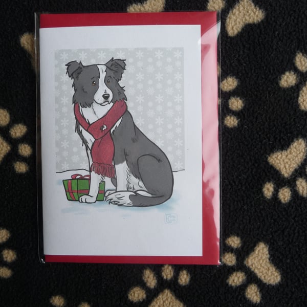 Border Collie Christmas card 