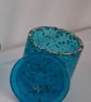 Handmade blue glitter epoxy resin decorative pot with lid.
