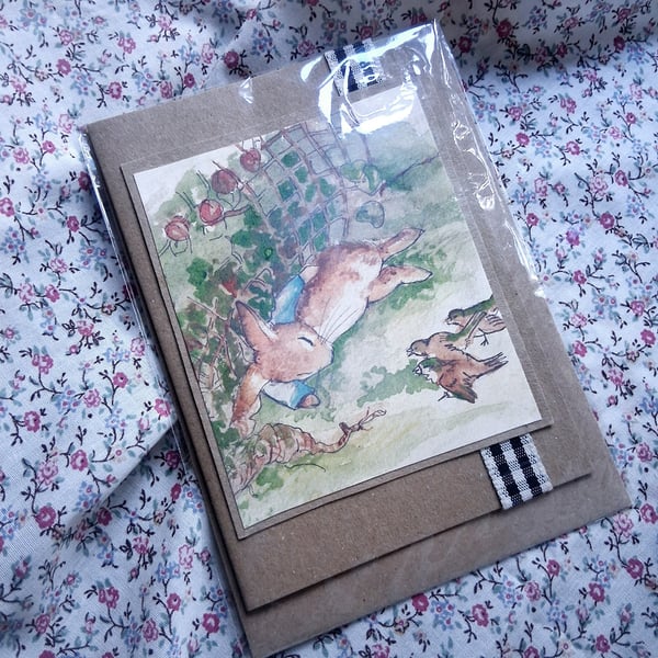 watercolour print greeting card handmade- no 13 rabbit