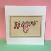 New baby girl card - Machine Embroidered