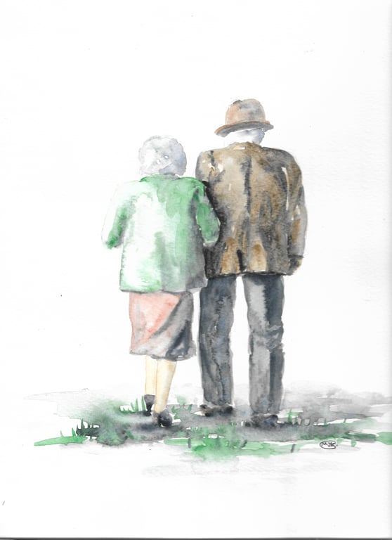 SOLD - Unavailable.   Just the Two of us. Watercolour painting