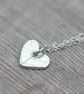Small Silver Heart Pendant with Leaf Pattern - Image 1