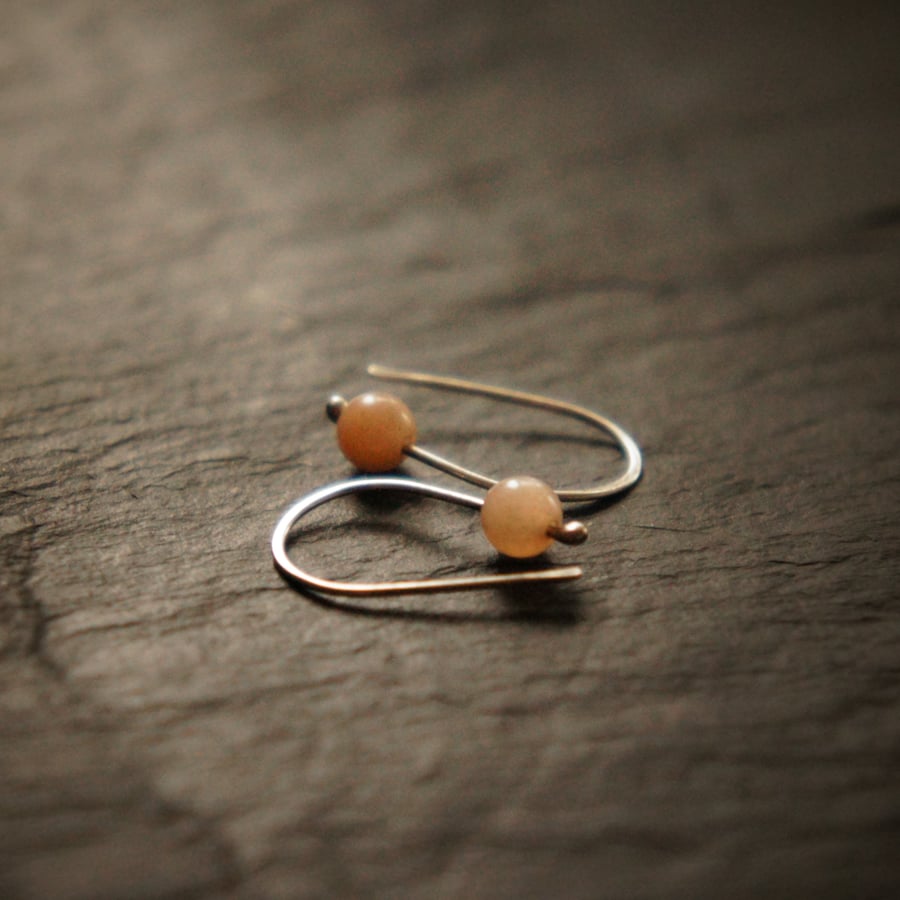 Petit Sunstone and Silver Earrings