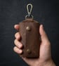 Rustic Brown Full Grain Leather Key Case Silent Snap Wrap Handmade UK - Image 2