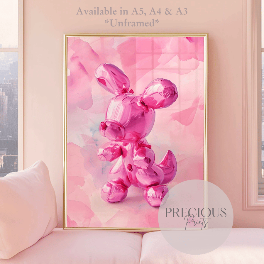 Cute Balloon Dog Puppy Preppy Wall Print Trendy Wall Art Print