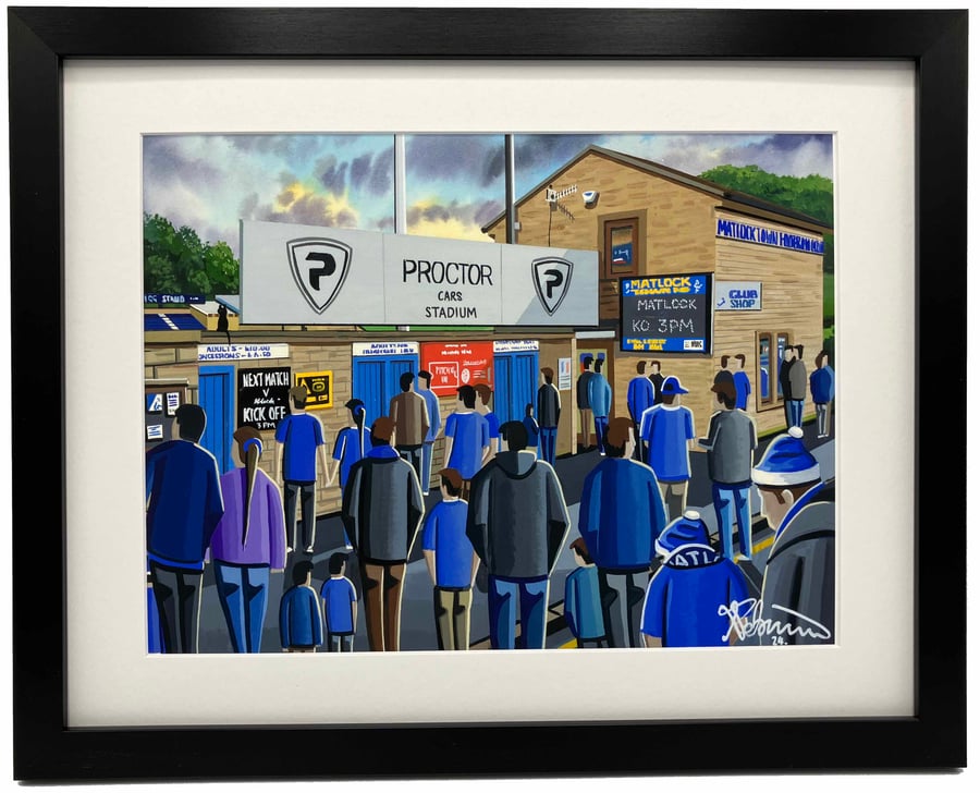 Matlock, Causeway Lane Stadium, Framed, Football Art Print 14" x 11" Frame 