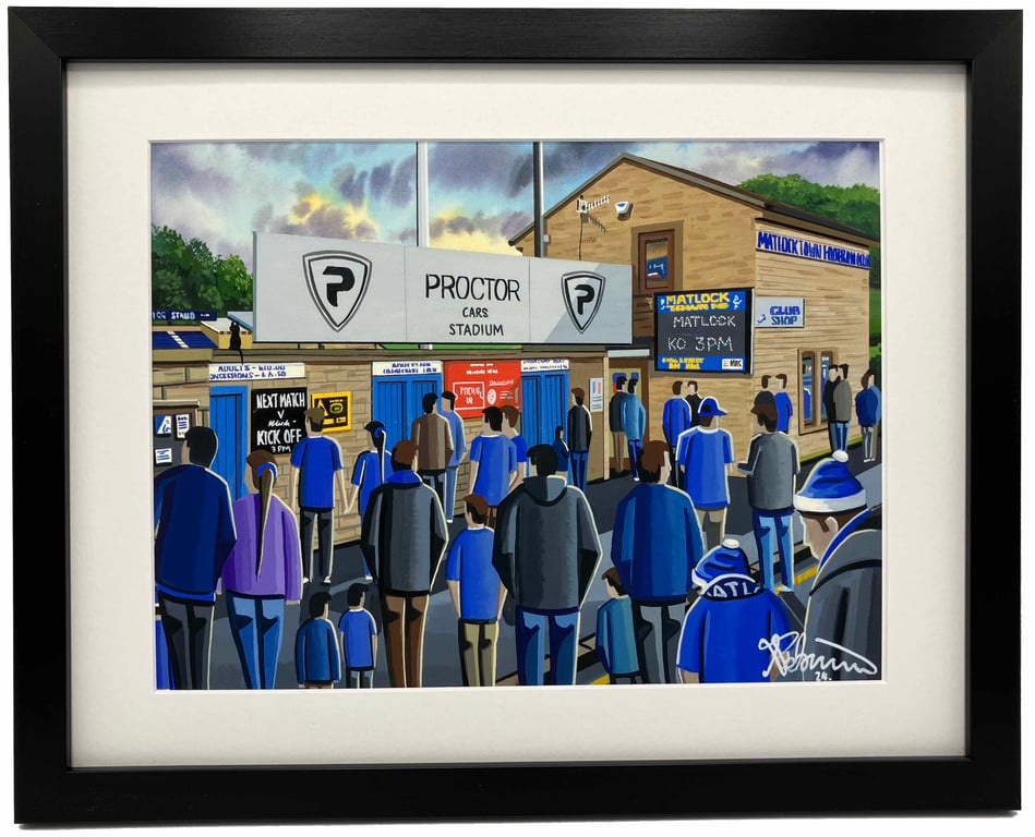 Matlock, Causeway Lane Stadium, Framed, Football Art Print 14" x 11" Frame 