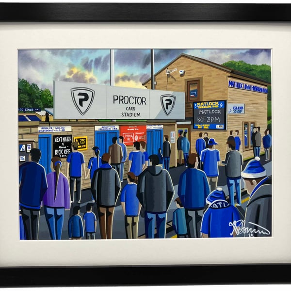 Matlock, Causeway Lane Stadium, Framed, Football Art Print 14" x 11" Frame 