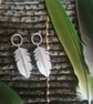 Silver Feather Drop Earrings, Handmade in Sterling Silver - Image 1