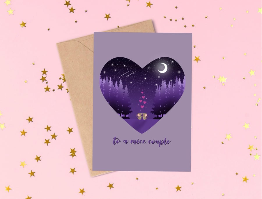 Mice Anniversary Greeting Card, Wildlife Love Couple Card.