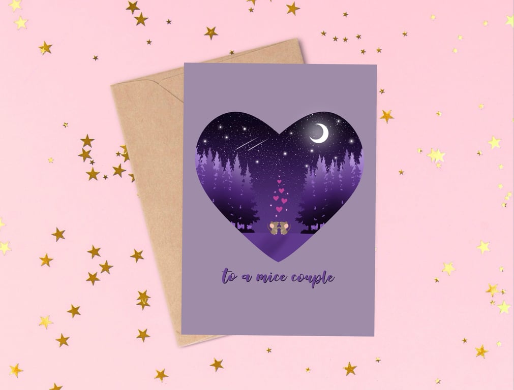 Mice Anniversary Greeting Card, Wildlife Love Couple Card.