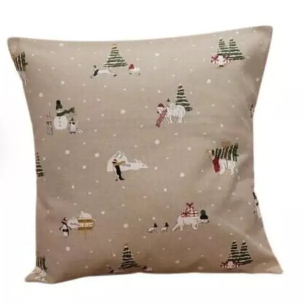 Sophie Allport Snow Season Cushion Cover Polar Bears Natural Xmas Festive