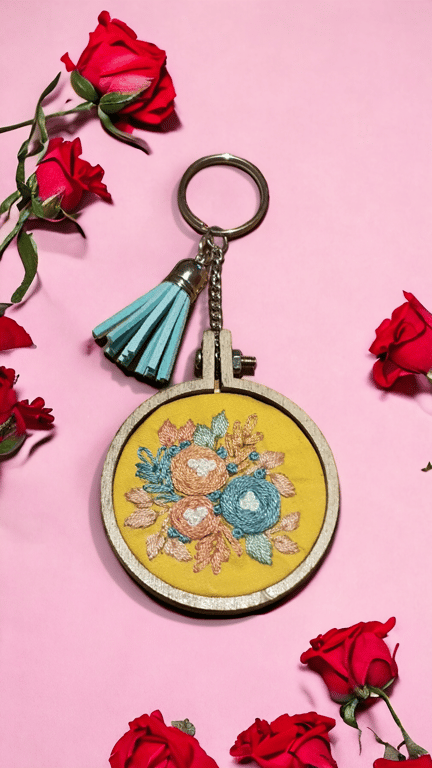 Handmade embroidered keyring 