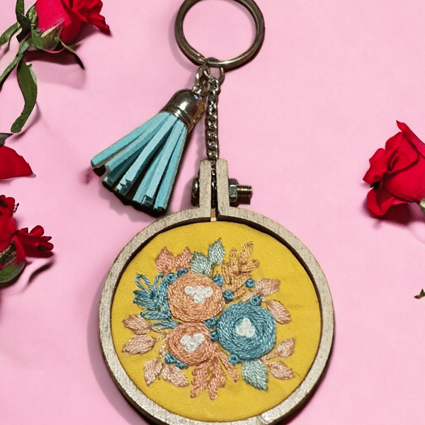 Handmade embroidered keyring 