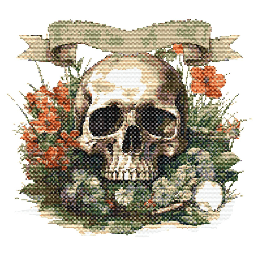 FLORAL SKULL - Cross Stitch Pattern - Cross Stitch Chart