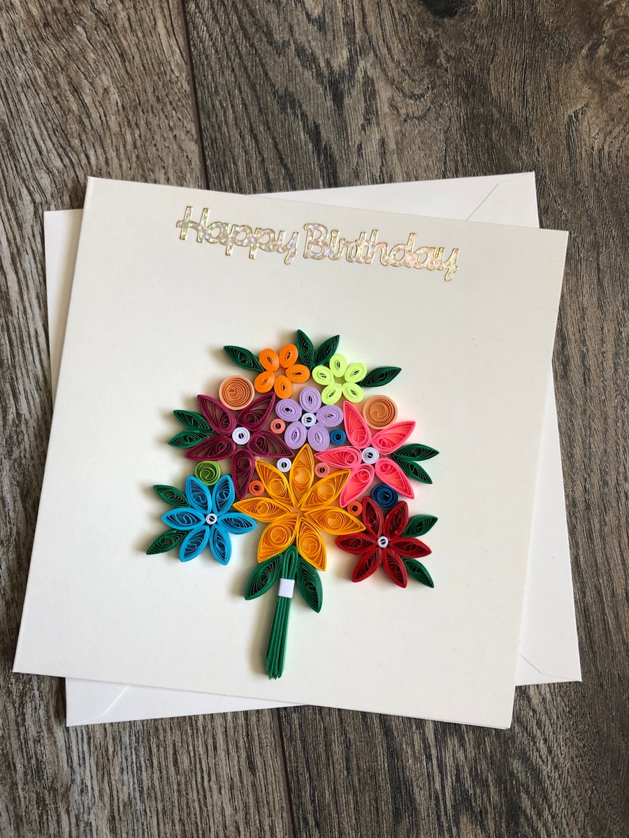 Handmade quilled mixed flower bouquet 
