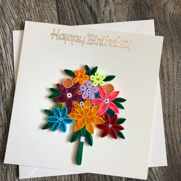 Handmade quilled mixed flower bouquet 