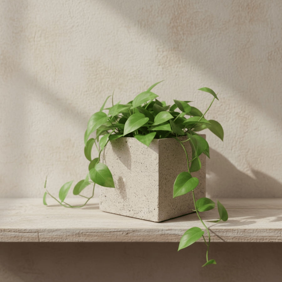 Medium 10 cm Square Beige Concrete Plant Pot - Studio Sale