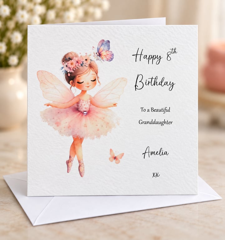Personalised Ballerina Fairy Birthday Card For Her Happy Birthday Daughter Niece