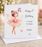 Personalised Ballerina Fairy Birthday Card For Her Happy Birthday Daughter Niece - Image 1