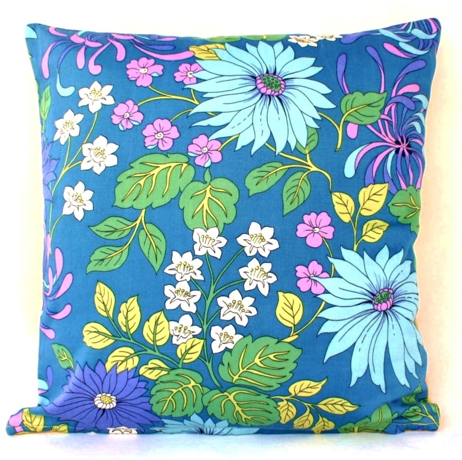 Vintage Blue Floral Cushion