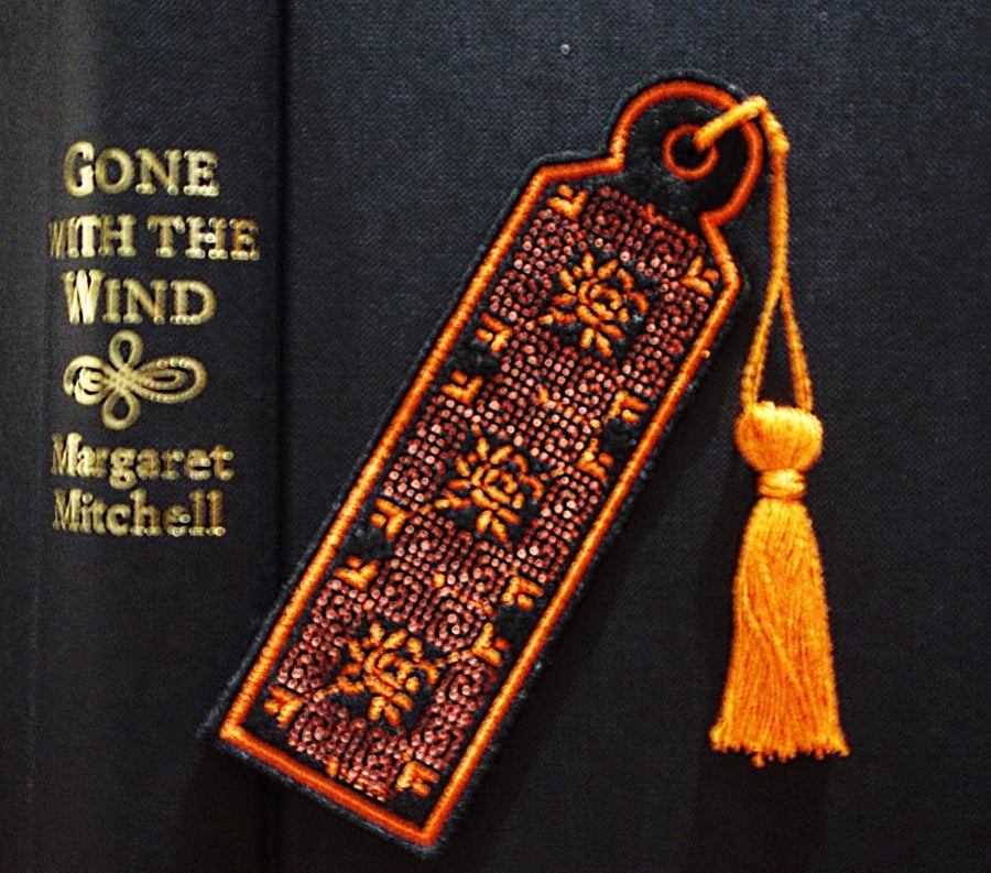 Handmade Bookmark embroidered design with coordinating tassel