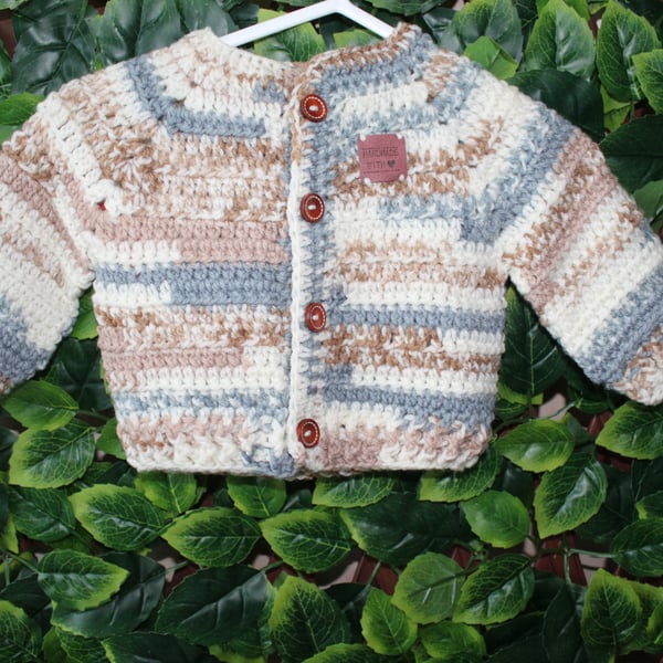 handmade crochet baby cardigan size  0 - 3 months