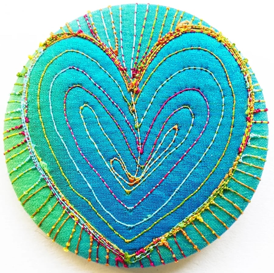 58mm Fabric Badge with Free Machine Embroidery