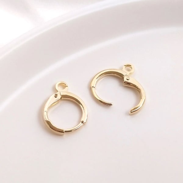(EK71) 10 pcs, 14mm Light Gold Plated Earrings Hoop Findings 