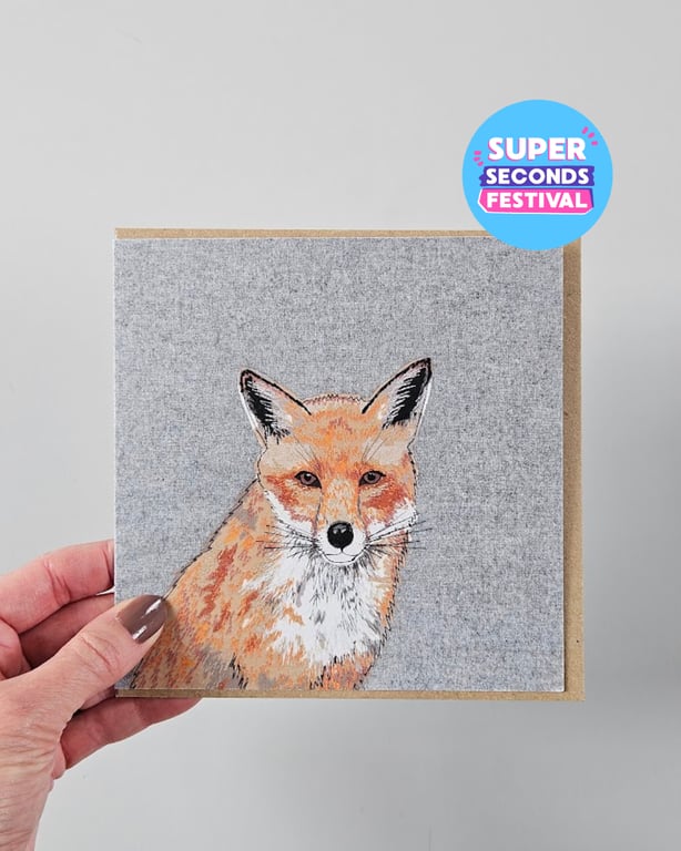 Fox greetings card, blank card, Wildlife, Super Seconds Festival