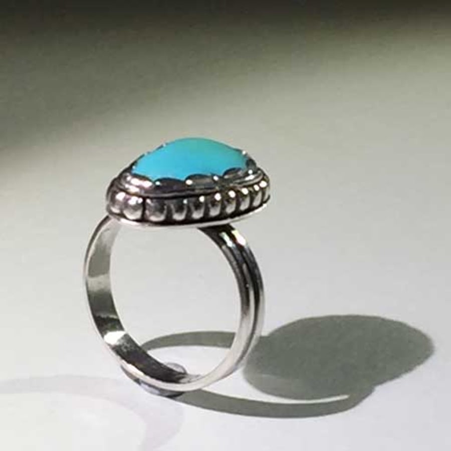 Turquoise fortified bezel ring size Q