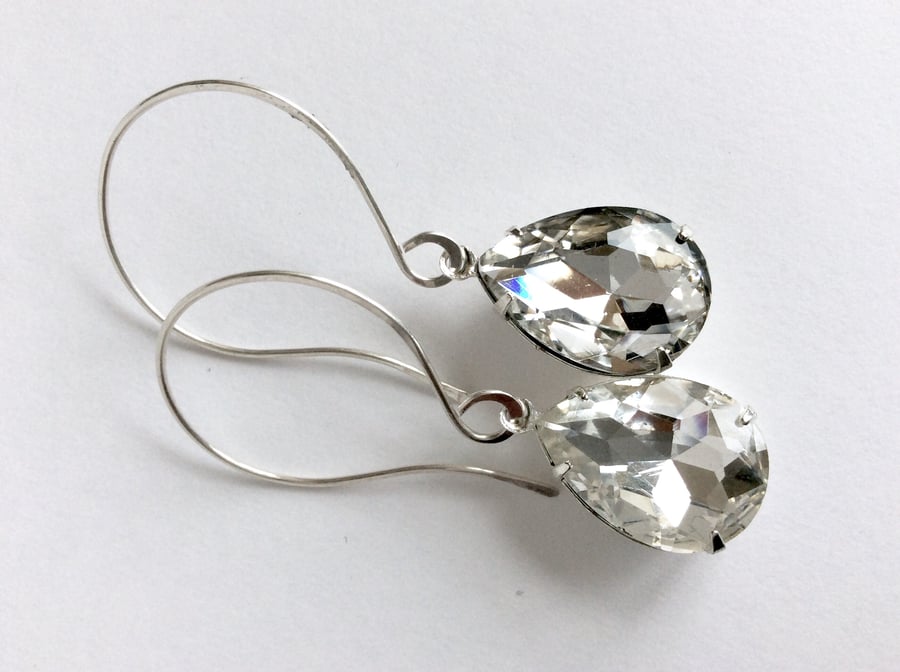 Clear Jewel Earrings in Sterling Silver