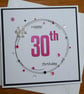 30th Birthday Card - Hot Pink Wreath Design  - Image 7