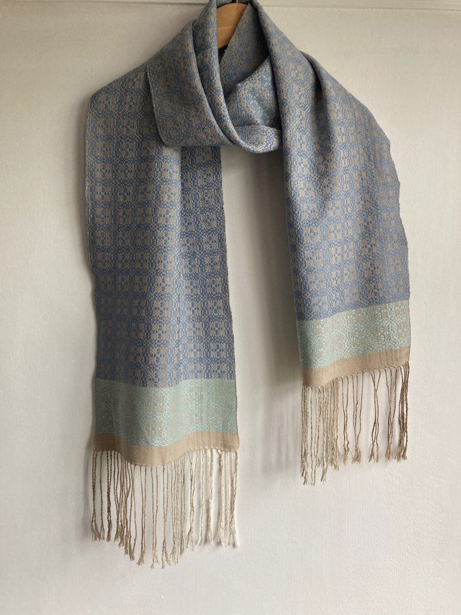 Tavira Handwoven Overshot Summer Scarf