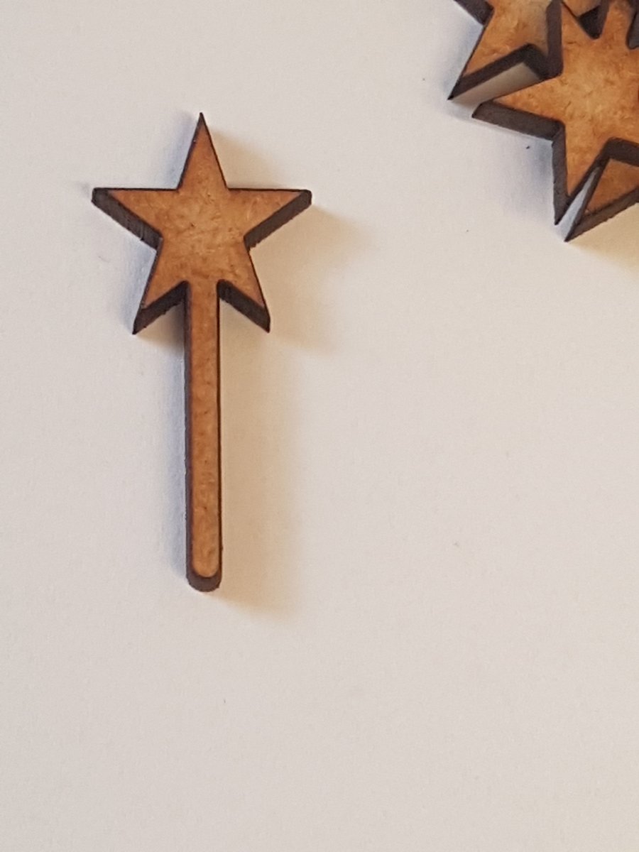 25 x Star Wand 3cm Craft Embellishment MDF Laser cut wooden shape