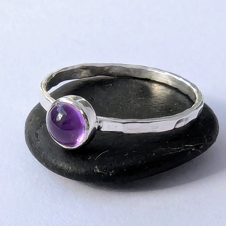 Sterling silver METAL Amethyst Ring, Handmade Urban Jewellery Design