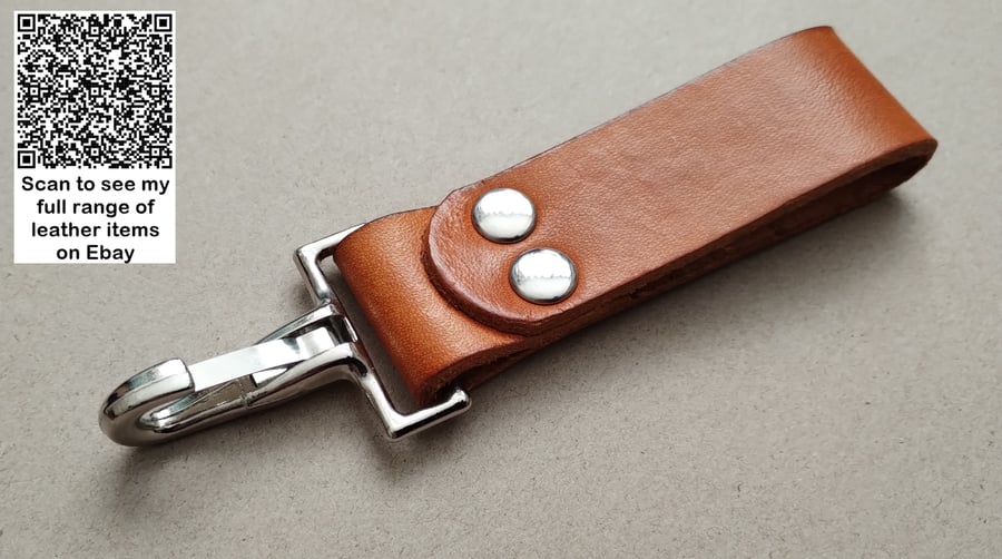 Leather Keyring Tactical Belt Dangler Spring Clip Hook Riveted