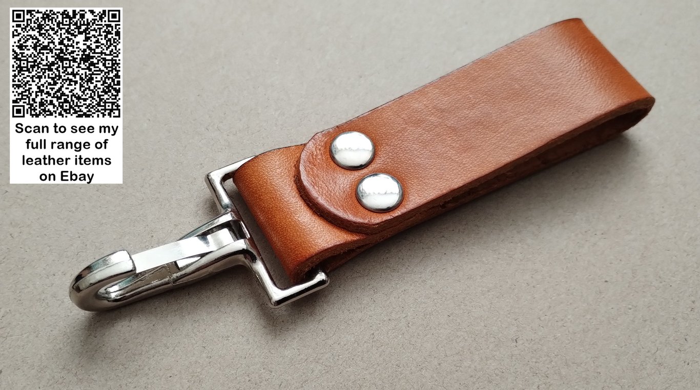 Leather Keyring Tactical Belt Dangler Spring Clip Hook Riveted